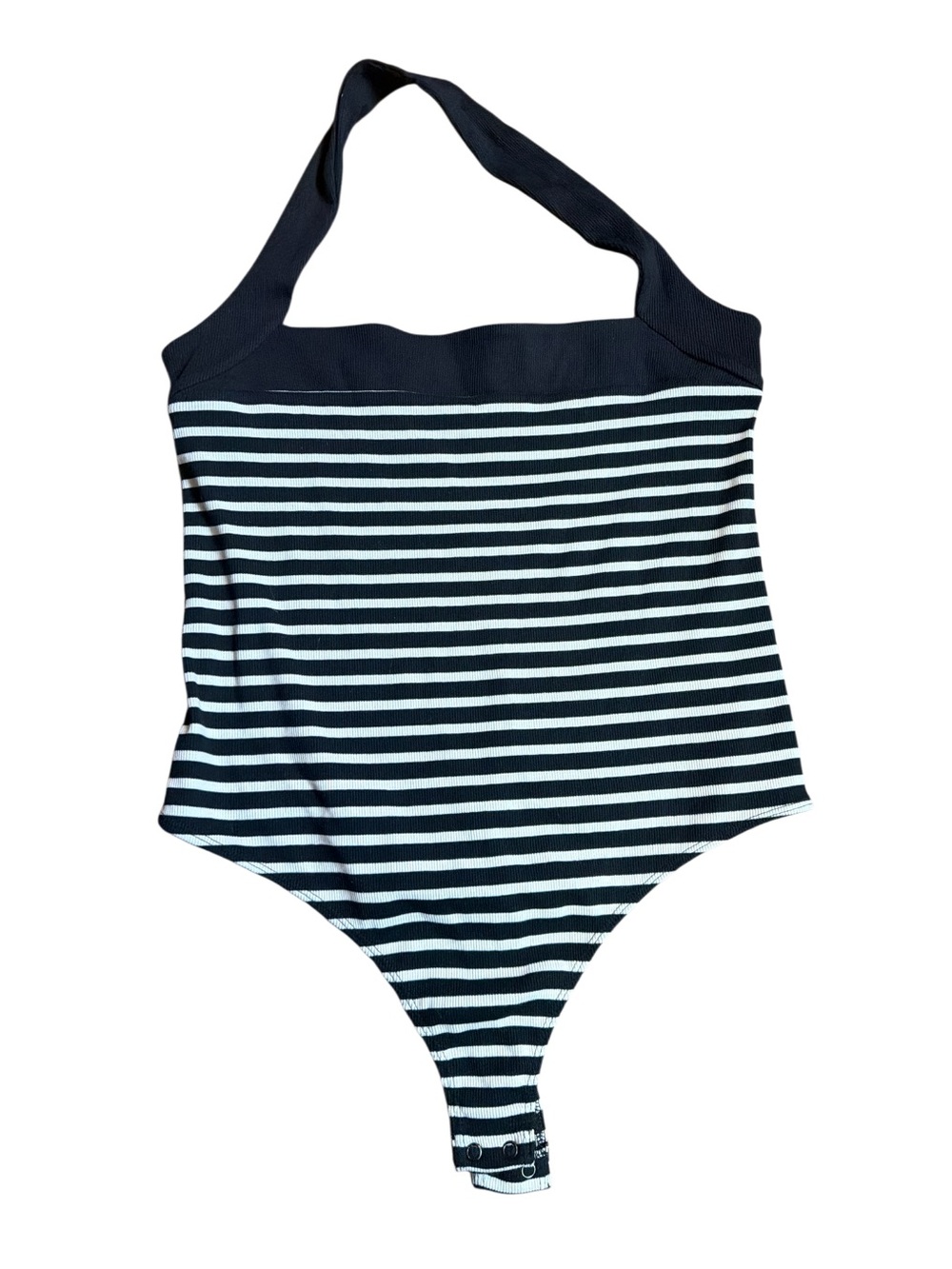 Express Striped Square Neck Halter Bodysuit